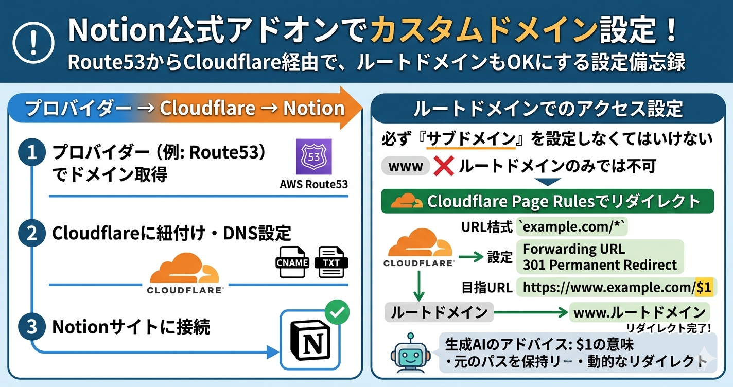 Notion公式での「カスタムドメイン設定」におけるナレッジ